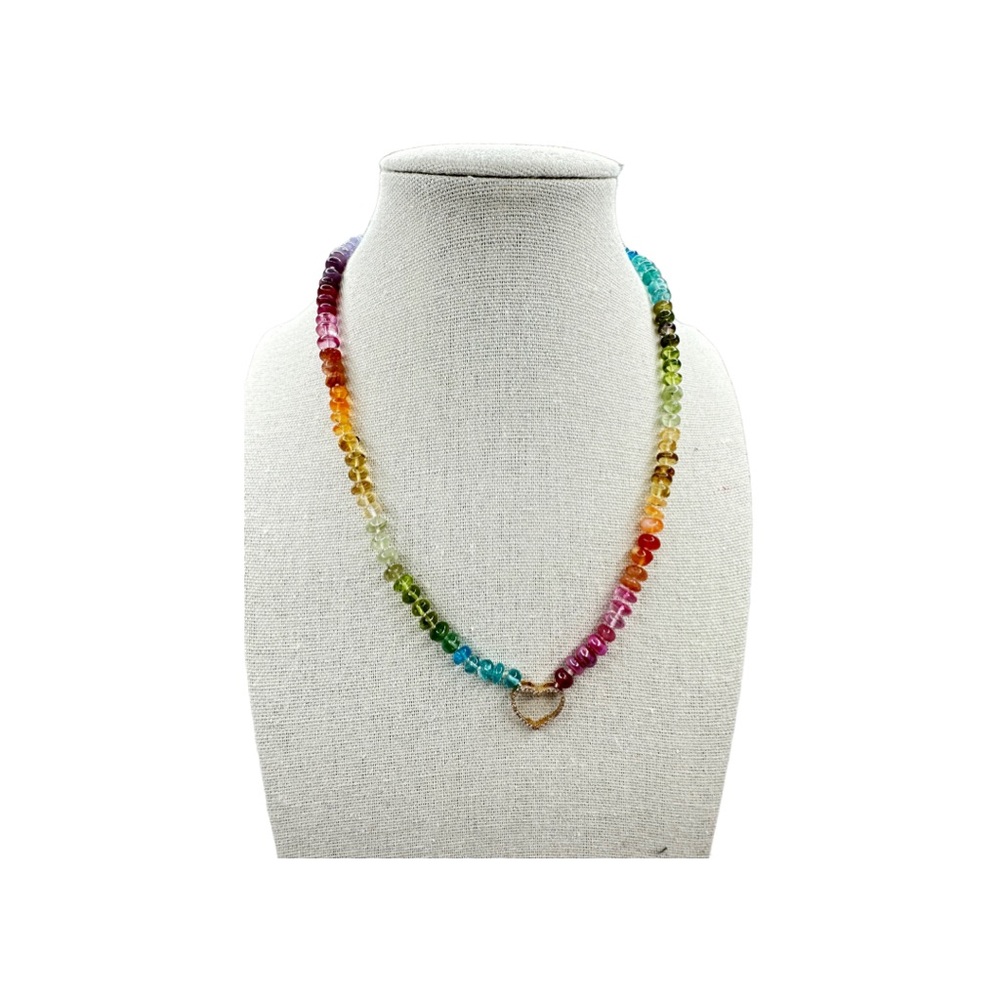 Encirkled Jewelry Luminous Rainbow 14kt Diamond Heart Necklace 16.5”